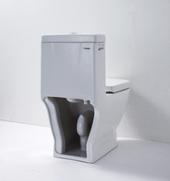 WC monobloc en céramique avec siphon en S, double chasse, cuvette auto-nettoyante émaillée, design contemporain pour usage hôtelier