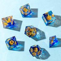 Ensemble de dés DND en résine à noyau liquide iridescent rouge et bleu, 7 pièces, dés polyédriques pour jeux de rôle, Dungeons & Dragons, Pathfinder RPG