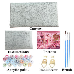 Rose Bonbons Maison <span class=keywords><strong>Peinture</strong></span> par Numéros Fantaisie Campagne Paysage <span class=keywords><strong>Peinture</strong></span> par Numéros Sans Cadre Mur <span class=keywords><strong>Art</strong></span> <span class=keywords><strong>Peinture</strong></span> À L'huile - Product Image 4