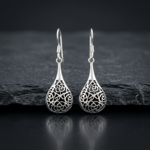 Handmade Gorgeous Designer 92.5 Sterling Silver Luxury Vintage Style Pear Shape Drop <b>Earrings</b> for Unisex Daily Wear Cheap Price - Product Image 3