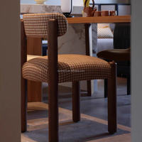Chaise de salle à manger vintage style hôtel, restaurant, café, marron, pour salon, maison, avec structure en bois et tissu, chaise de loisirs