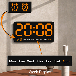 <span class=keywords><strong>Horloge</strong></span> de bureau intelligente géante à LED avec calendrier numérique lumineux à ressort miniature pour chambre à coucher, modèle à insérer de lettres, alarme horaire - Product Image 5