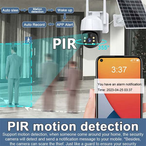 كاميرا أمان خارجية تعمل بالطاقة الشمسية من Rscamtom بدقة 3 ميجابكسل مع مستشعر CMOS وصوت ثنائي الاتجاه وكشف للحركة وبطاقة SD للمراقبة في الحرم الجامعي - Product Image 3