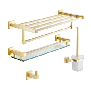 All Copper Wire Drawing Quality Golden Bathroom Accessory Fittings and Bathroom Accessories Hardware Set
