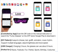Lunettes LED de contrôle par application Lunettes lumineuses de fête rechargeables par USB avec affichage de texte RVB pour les fêtes de Noël et de Pâques