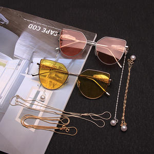 Gafas de sol Ocean Red de metal con cadena y diseño de alas para mujer, protección UV400, montura dorada, lentes AC tipo 3, gafas de sol - Product Image 3