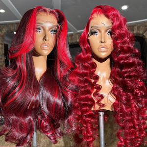 Hot Sale 180% Dichte Rote Farbe Echthaar Perücken Rohe vietnam esische unverarbeitete gerade 13x4 Frontal Perücken Spitze Front Perücke Echthaar - Product Image 4