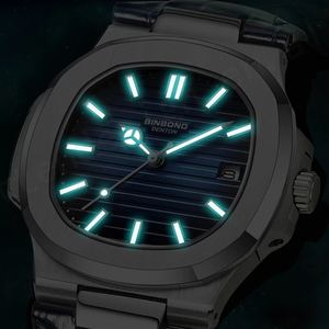 BINBOND luxe hommes montre-bracelet à Quartz étanche carré en cuir montre d'affaires lumineux Date semaine Antique pièce haut horloge chaude - Product Image 4