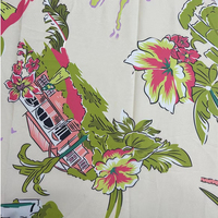 100% Polyester Leichtgewichtiger Stretch-Satinstoff mit Polynesischem Meereslandschaftsdruck für Kleider und Vorhänge