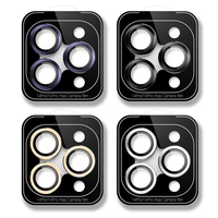 Protecteur d'objectif de caméra 3D de luxe anneau en métal verre pour Iphone 16 14 13 Pro Max 9h protecteur d'écran en verre trempé pour objectif à couverture complète