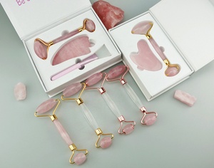 Jadeite green stone anti-aging face massager pink tool set - Product Image 3