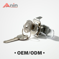 Cylindres de serrure à came Anin Trend en alliage de zinc à installation facile avec placage nickel et 2 clés en laiton, entraxe 10,5 pour la sécurité des tiroirs