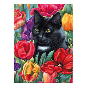 ASF2246 30x40cm Kits <span class=keywords><strong>de</strong></span> peinture au diamant 5D DIY <span class=keywords><strong>Chat</strong></span> noir - Product Image 1