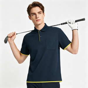 Chemise d'été pour homme, broderie personnalisée, logo, respirante, piqué tricoté, unie, décontractée, uniforme professionnel, entraînement, golf, hauts courts - Product Image 2