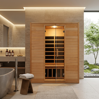 Sauna de infrarrojos secos para 3 personas, de madera de hemlock, con panel de calefacción de carbono y Bajo EMF