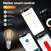 Ampoule LED intelligente à filament MOES TUYA Matter, lampe E27, éclairage dimmable, 2700K-6500K, 806Lm, 7W, commande vocale Alexa Google Home