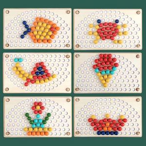 Boys Girls New Arrival 3 in 1 Toddler Learning Color Sorting Rainbow Clip Bead Board Games - Product Image 6