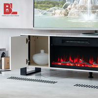 Cheminée électrique en bois nordique F-646, meuble TV de 63 pouces, style moderne et luxueux avec foyer électrique