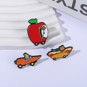 Alfileres esmaltados de películas animadas de dibujos animados Lowly Worm Apple Car Hot Dog Car Ciudad mágica Broches Insignia de solapa Regalos de joyería para amigos - Product Image 2