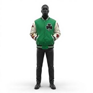 Veste de baseball unisexe personnalisée avec broderie sur le devant, en gros, veste décontractée pour homme, printemps, coton uni, lettreman - Product Image 1