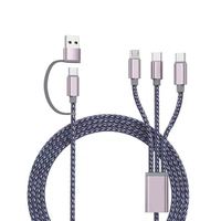Meilleure vente en nylon 3-en-2 1.2M câble de charge de téléphone portable rapide 2.4A USB avec plusieurs prises tresse blindage Stock disponible