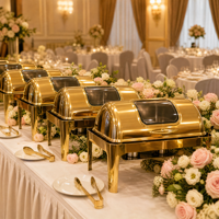 Ensemble de réchauds de luxe à couvercle roulant, chauffe-plats commerciaux en acier inoxydable pour buffet avec supports à combustible, équipement de restauration