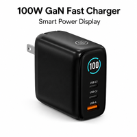 Pengisi Daya Cepat GaN 100W dengan Tiga Port, Adaptor Daya PD PPS untuk Laptop, Ponsel, Tablet, dan Penggunaan saat Bepergian