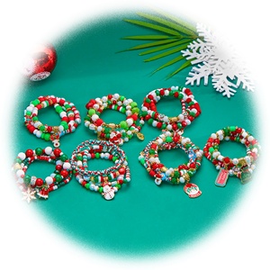 Ensemble de bracelets d'élément de Noël <span class=keywords><strong>lettre</strong></span> perlée en céramique douce bonhomme de neige père noël nouvel an ensemble de bracelets de bijoux pour tous - Product Image 1