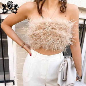 Y2K Fashion Girls Ostrich Fur Tank <strong>Tops</strong> Strapless Sleeveless Wraps <strong>Fluffy</strong> Ostrich Feather <strong>Top</strong> Summer - Product Image 6