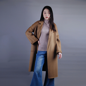 Ventes en gros de manteaux en cachemire double face pour femmes, plusieurs couleurs, élégant manteau d'hiver, manteau en laine mélangée, drapé, grande taille - Product Image 4