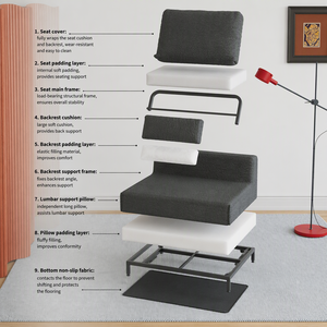 Canapé modulaire moderne, siège au sol rembourré, fauteuil d'appoint en tissu pour salon et chambre à coucher - Product Image 6