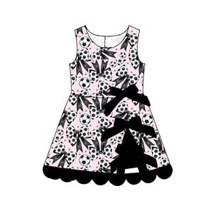 Preventa al por mayor: Lazos para el pelo de fútbol (MOQ 5) y Vestidos de yoga de verano para niñas. Boutique Trendyism. De Spandex/Algodón Orgánico Suave. Alta Calidad. - Product Image 3