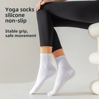 Chaussettes de yoga mi-mollet en coton POPSOX antidérapantes en silicone pour fitness intérieur, Pilates, chaussettes de sport tricotées, Calcetines