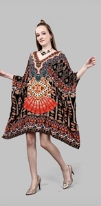 Robe longue caftan africaine en viscose pour femme, coupe décontractée, kimono, tunique, poncho, finition soyeuse, style bohème, pour les vacances, la maison ou les loisirs - Product Image 2