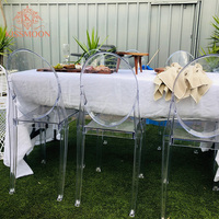 Chaise Ghost transparente en acrylique cristal moderne sans accoudoirs pour événements, vente en gros à prix abordable