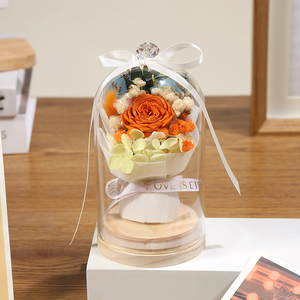Fiori Freschi, Ornamenti Floreali Eterni, Piccola Luce Notturna Creativa con Cupola in Vetro, Rosa Eterna, Regalo, Decorazione da Tavolo, Ringraziamento - Product Image 3