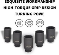 Jeu de douilles à impact profond de 5 pièces, 1/2 pouce, 12 pans, métrique, 30 mm, 32 mm, 34 mm, 35 mm, 36 mm, jeu de douilles pour axe de roue, moyeu, écrou