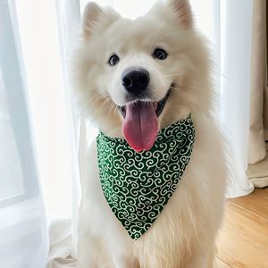 Japanese Style Patterned Triangular <b>Scarf</b> For Dogs <b>Red</b> And Green Pet Accessory - Product Image 4
