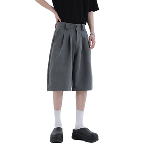 Men Summer Lightweight Breathable Fashion Trendy Loose Casual <b>Shorts</b> <b>Zipper</b> Fly 100% Polyester Worsted Knitted Mid Waist Solid - Product Image 4