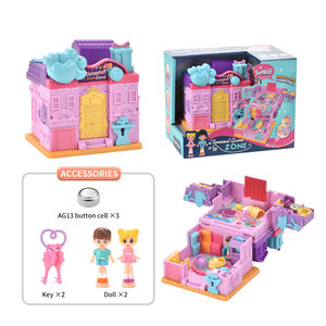Mini conjunto de simulación de juego para niña, casa de muñecas con muebles y caja ciega de PVC, juguetes para niña, 3x AG13, botón de célula, batte - Product Image 4