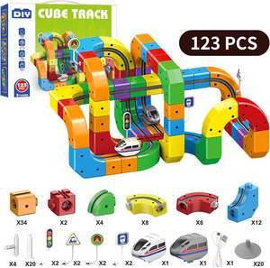 Ensemble de <span class=keywords><strong>train</strong></span> électrique HYES Clickrail, jouet de fusion de rails, cube de <span class=keywords><strong>train</strong></span> magique, ensemble de rails de <span class=keywords><strong>train</strong></span> avec plans intégrés en 3D - Product Image 1