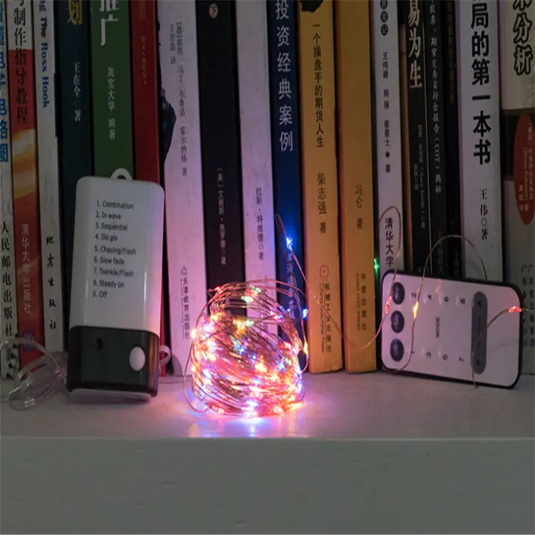 Guirlande lumineuse en argent LED, m, féerique, pour noël, décoration, lumière, télécommande, imperméable, batterie usb