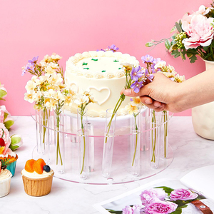 Alzata per Torte Rotonda in Acrilico da 14 Pollici con Luci a Stringa, Supporto per Dessert con 15 Tubi, Alzata Cilindrica per Torte e Fiori - Product Image 3