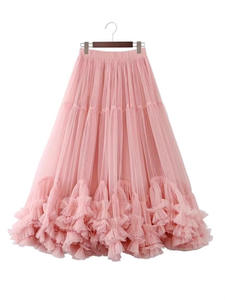 <span class=keywords><strong>Jupe</strong></span> en maille à volants de style swing pour femme, <span class=keywords><strong>taille</strong></span> élastique, <span class=keywords><strong>jupe</strong></span> <span class=keywords><strong>tutu</strong></span> à volants larges en dentelle douce - Product Image 1