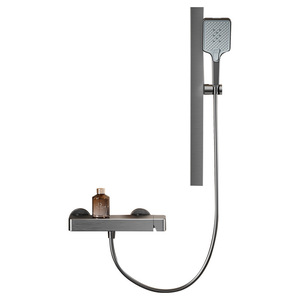 Home Simple Shower <b>Head</b> Set Gunmetal Gray Split Type No Overhead Spray Lifting Shower <b>Head</b> - Product Image 5