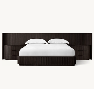Muebles de dormitorio de estilo americano, camas tamaño King de madera de roble negro, cama de <span class=keywords><strong>refugio</strong></span> de madera extendida - Product Image 1