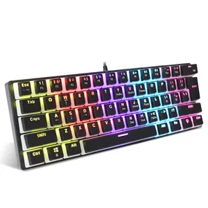 SK61 GK61 USB Wpetal Labels RGB for Gaming PC Mechanical Desktop USB Type C ABS Mini Keyboard Wired Fun Mouse Computer Novelty