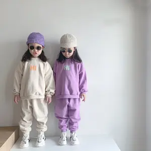 Vêtements pour enfants 2024 printemps et automne garçons et filles visage souriant pull ensemble vêtements pour filles de 13 ans