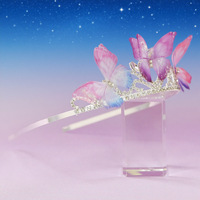 Couronne Unique Papillon Violet en Strass pour Enfants, Idéale pour Demoiselle d'honneur, Anniversaire ou Thème de Fête