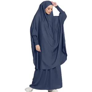 8 colors Two Piece Muslim Suit Abaya Ladies Suit Turkish Hijab Prayer Dress Moroccan Islamic Clothing Robe Set